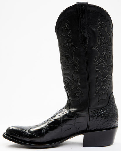 Men's Exotic American Alligator Western Boots - Round Toe Black