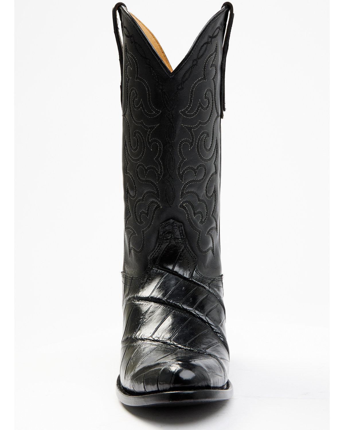 Men's Exotic American Alligator Western Boots - Round Toe Black