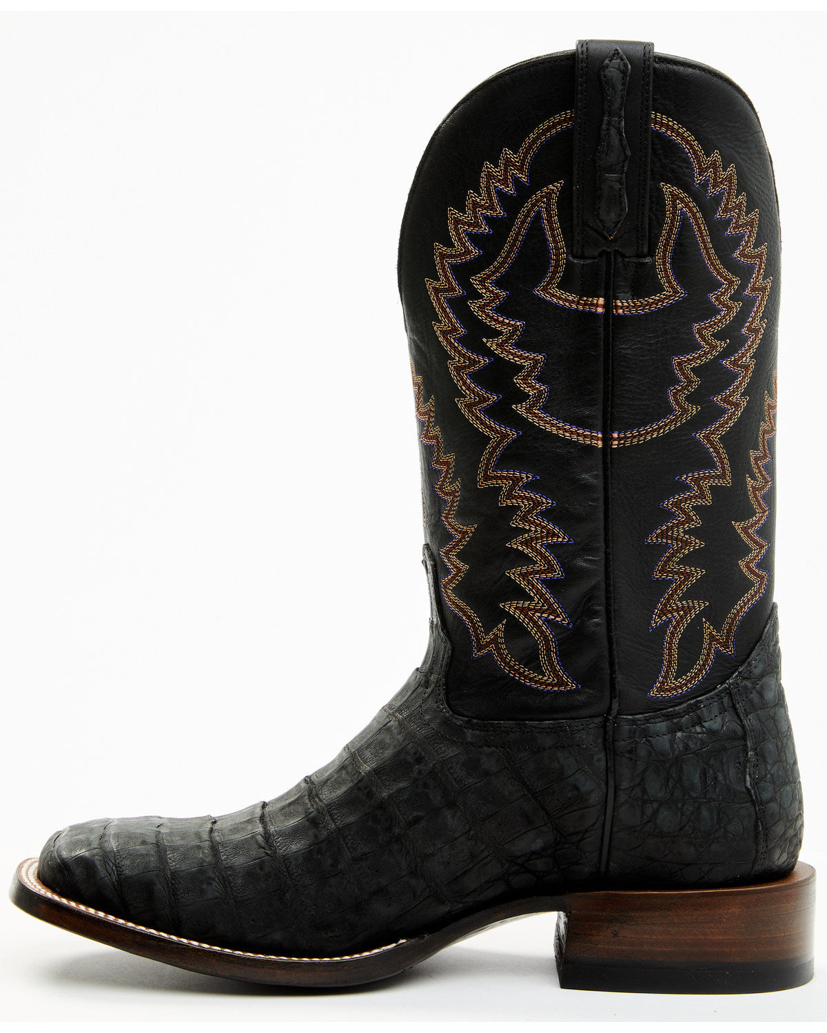 Men's Exotic Caiman Belly Western Boots - Broad Square Toe Black