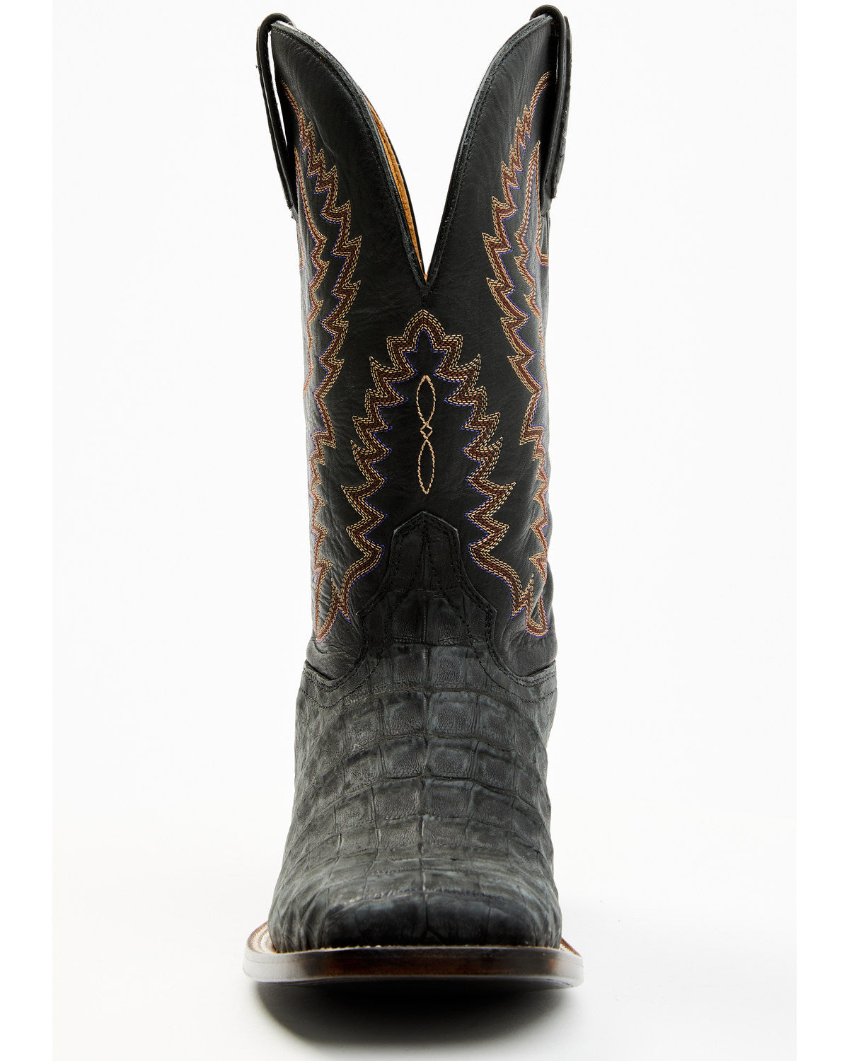 Men's Exotic Caiman Belly Western Boots - Broad Square Toe Black
