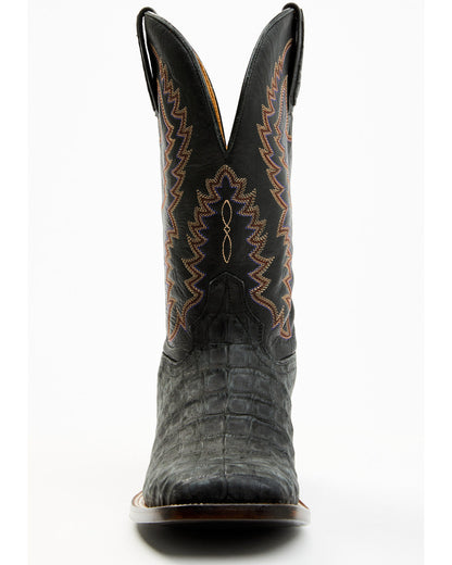 Men's Exotic Caiman Belly Western Boots - Broad Square Toe Black