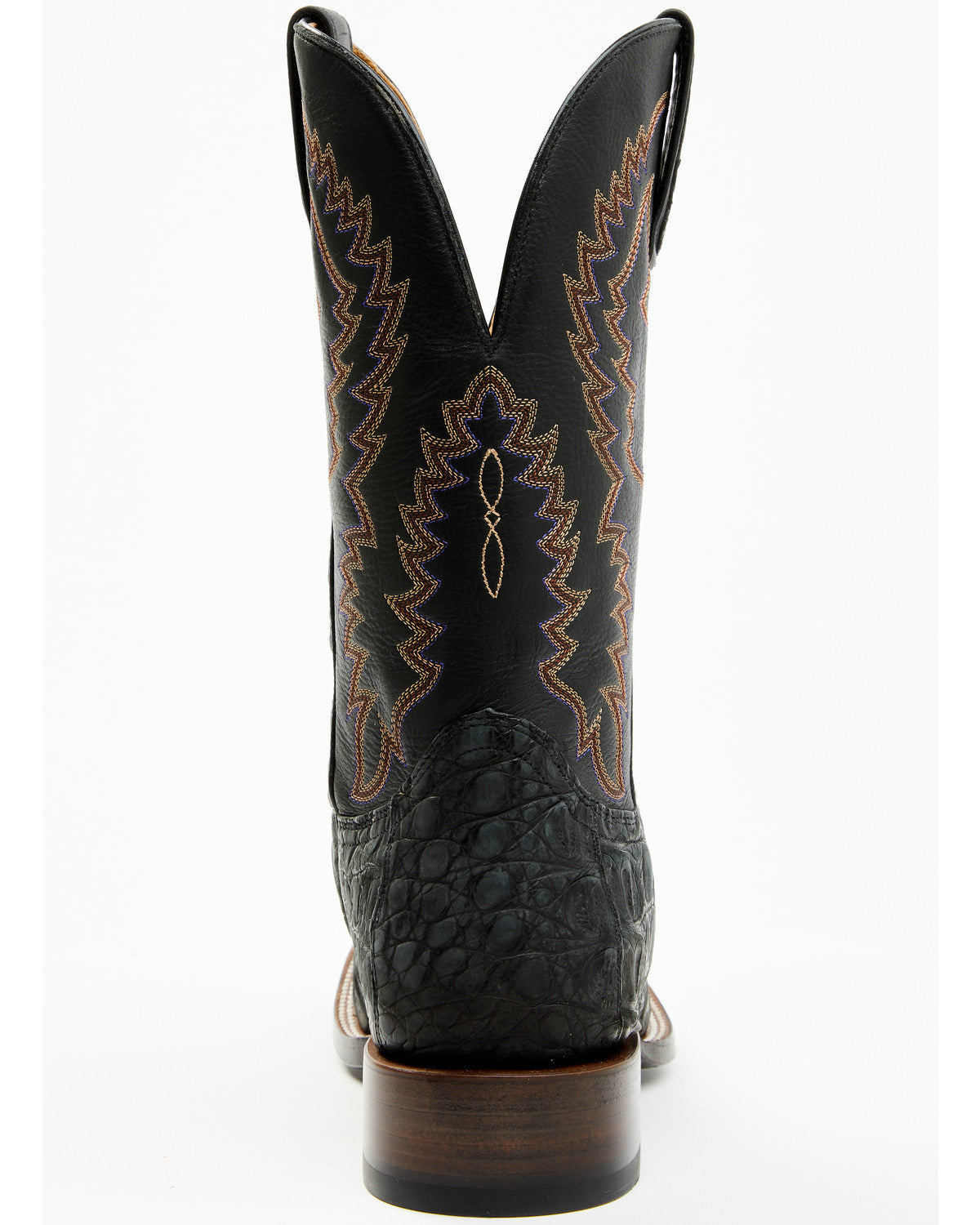 Men's Exotic Caiman Belly Western Boots - Broad Square Toe Black