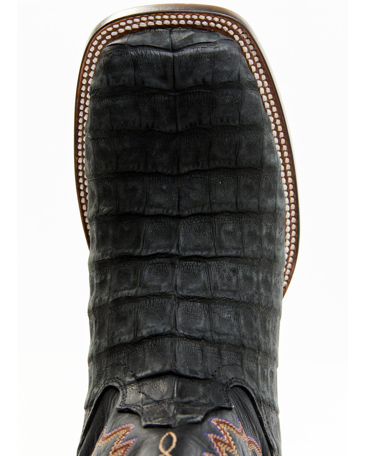 Men's Exotic Caiman Belly Western Boots - Broad Square Toe Black