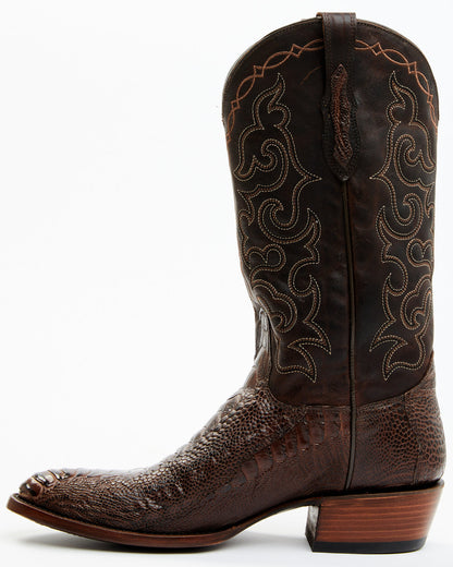 Men's Exotic Ostrich Leg Western Boots - Round Toe Brown