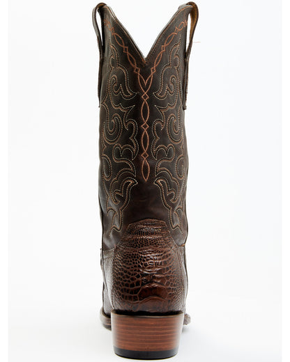 Men's Exotic Ostrich Leg Western Boots - Round Toe Brown