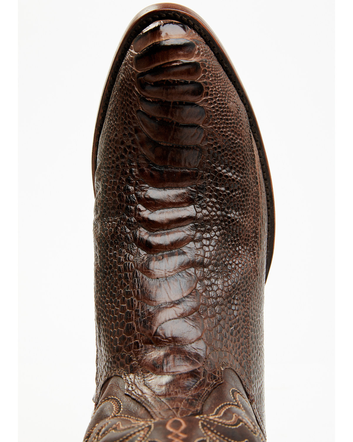 Men's Exotic Ostrich Leg Western Boots - Round Toe Brown