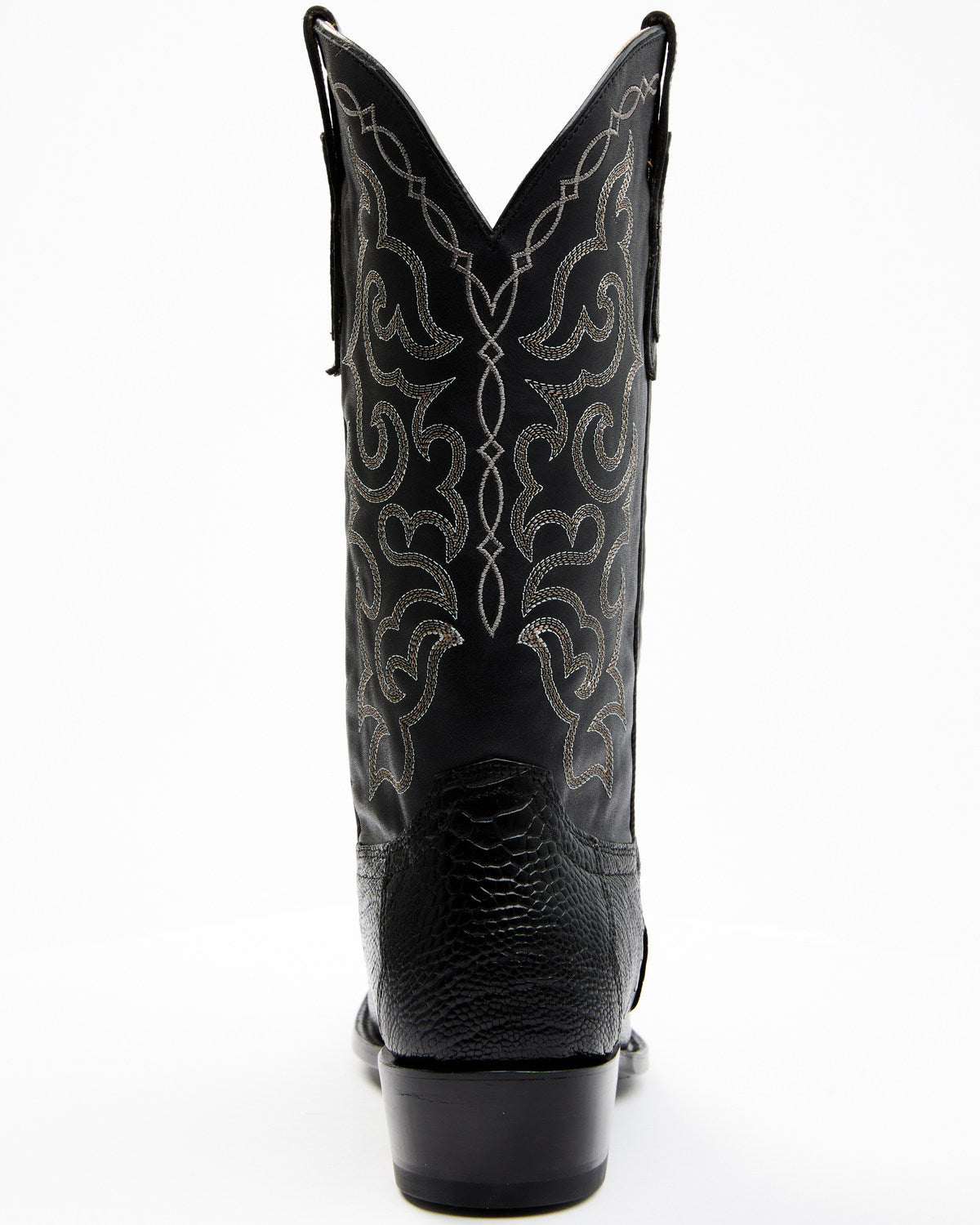 Men's Exotic Ostrich Leg Western Boots - Round Toe Black