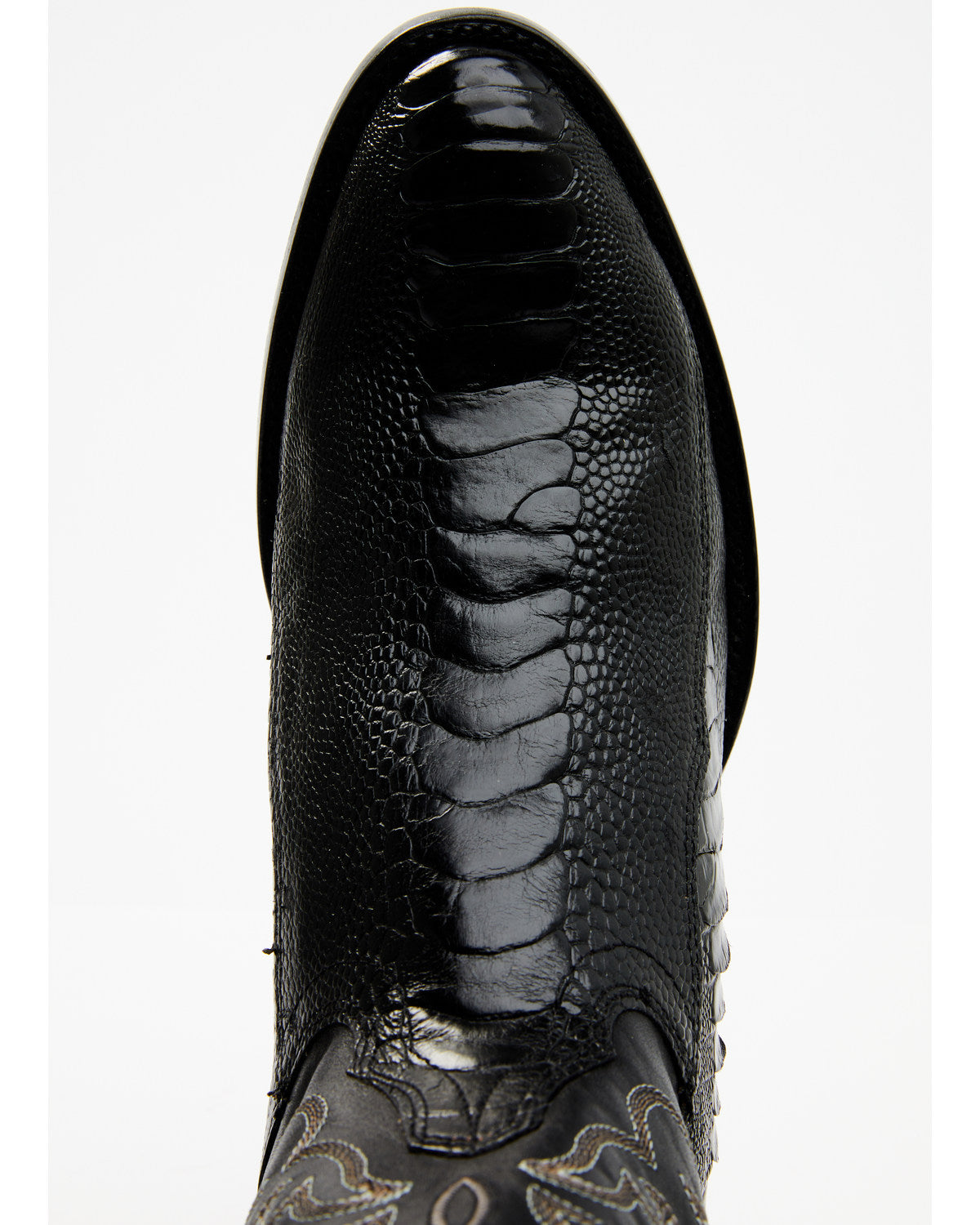 Men's Exotic Ostrich Leg Western Boots - Round Toe Black