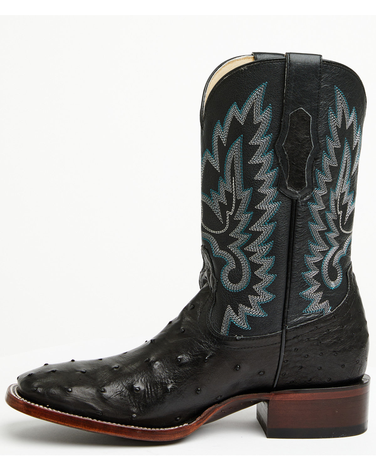 Men's Buzzard Exotic Full Quill Ostrich Western Boots - Bro Black
