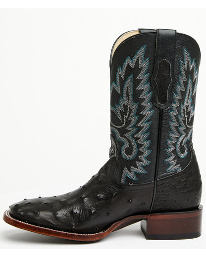 Men's Buzzard Exotic Full Quill Ostrich Western Boots - Bro Black
