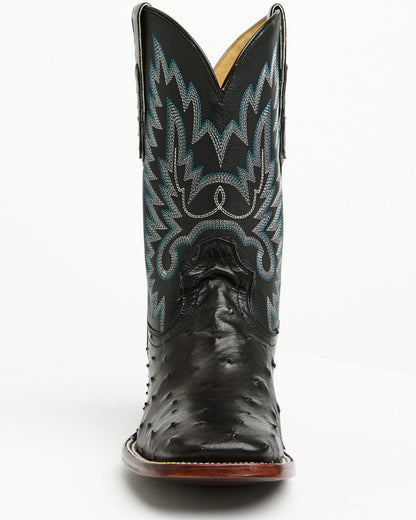 Men's Buzzard Exotic Full Quill Ostrich Western Boots - Bro Black