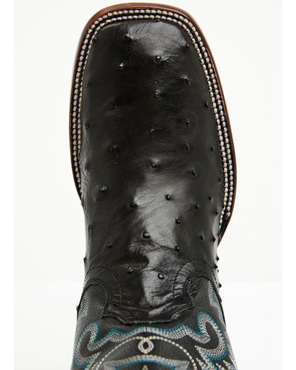 Men's Buzzard Exotic Full Quill Ostrich Western Boots - Bro Black
