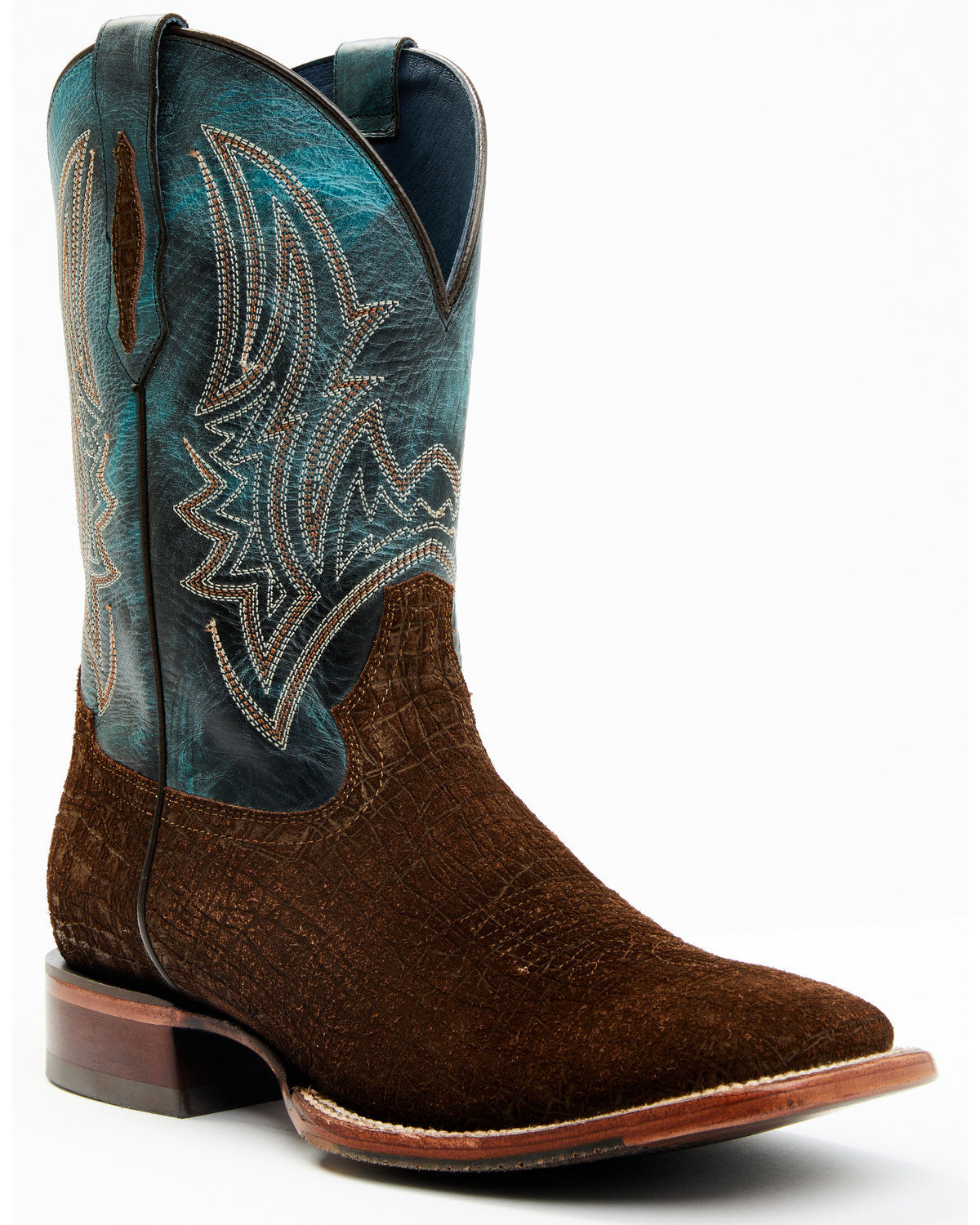 Men's Blue Collection Western Performance Boots - Broad Squ Brown/blue