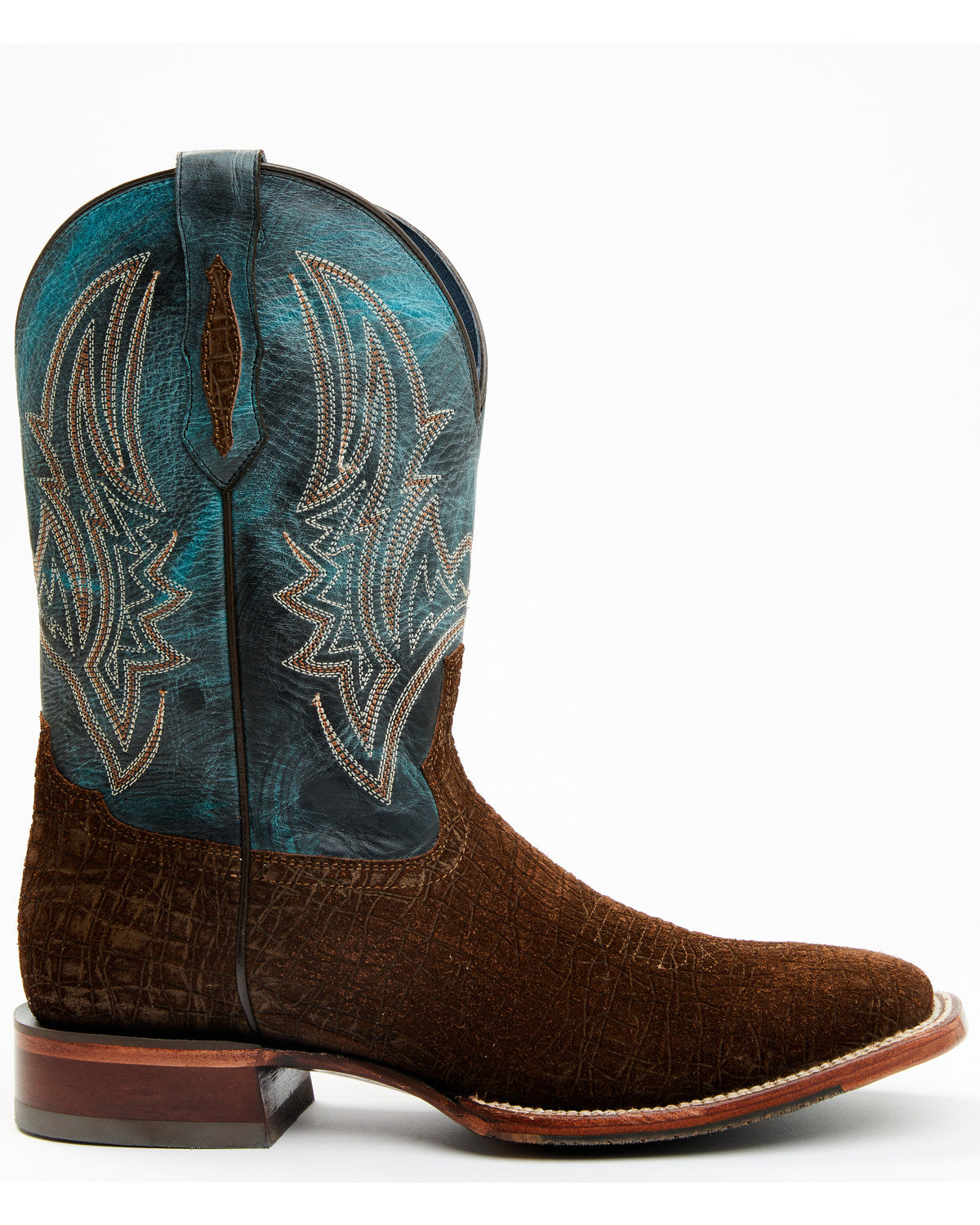 Men's Blue Collection Western Performance Boots - Broad Squ Brown/blue