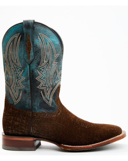 Men's Blue Collection Western Performance Boots - Broad Squ Brown/blue