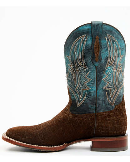 Men's Blue Collection Western Performance Boots - Broad Squ Brown/blue