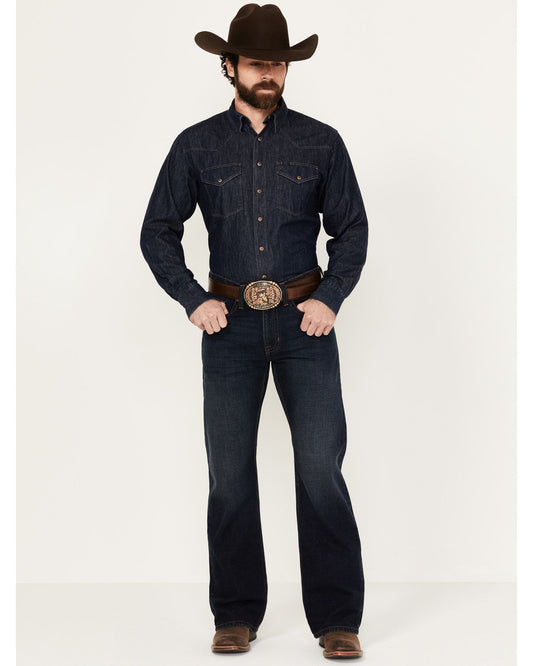 Men's Reiner Wash Duke Relaxed Bootcut Denim Jeans Dark Wash