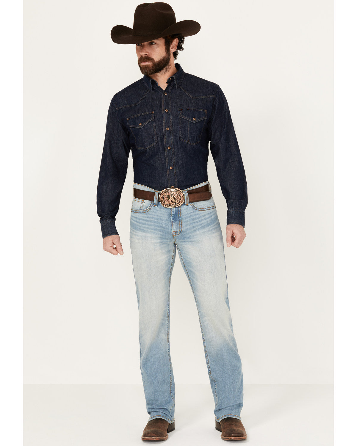 Men's Cowboy Wash Jackson Slim Straight Stretch Denim Jeans Light Wash