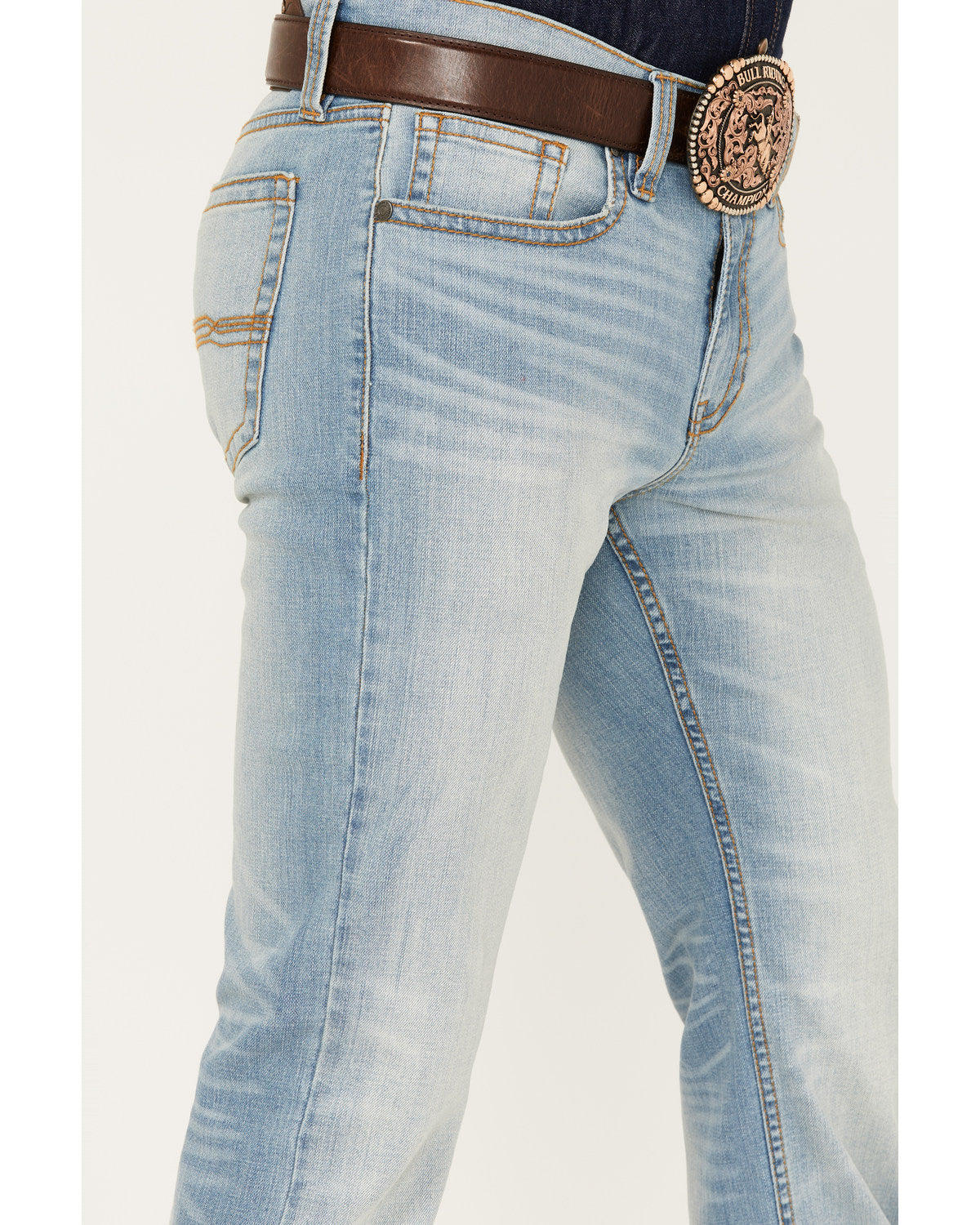 Men's Cowboy Wash Jackson Slim Straight Stretch Denim Jeans Light Wash