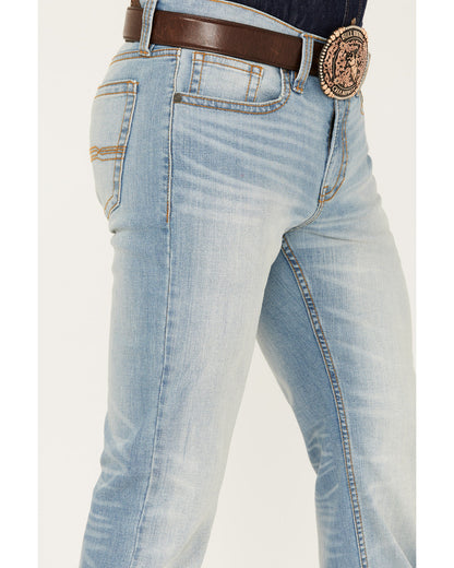 Men's Cowboy Wash Jackson Slim Straight Stretch Denim Jeans Light Wash