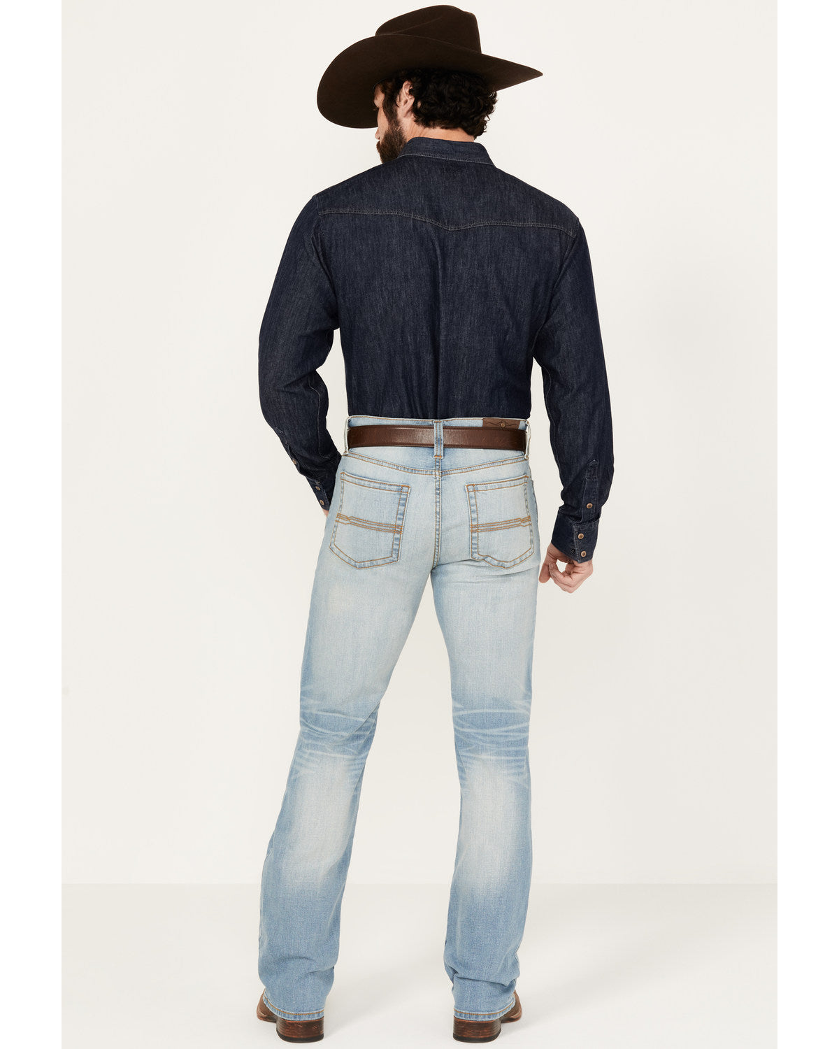 Men's Cowboy Wash Jackson Slim Straight Stretch Denim Jeans Light Wash