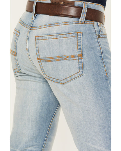 Men's Cowboy Wash Jackson Slim Straight Stretch Denim Jeans Light Wash