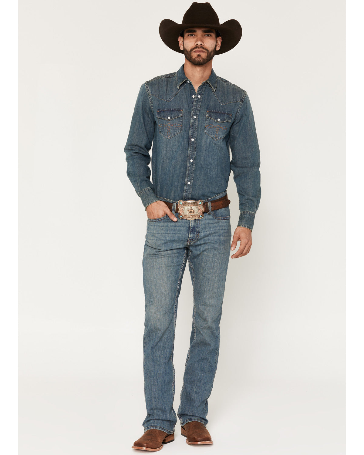 Men's Bozeman Wash Wyatt Slim Bootcut Stretch Denim Jeans Indigo
