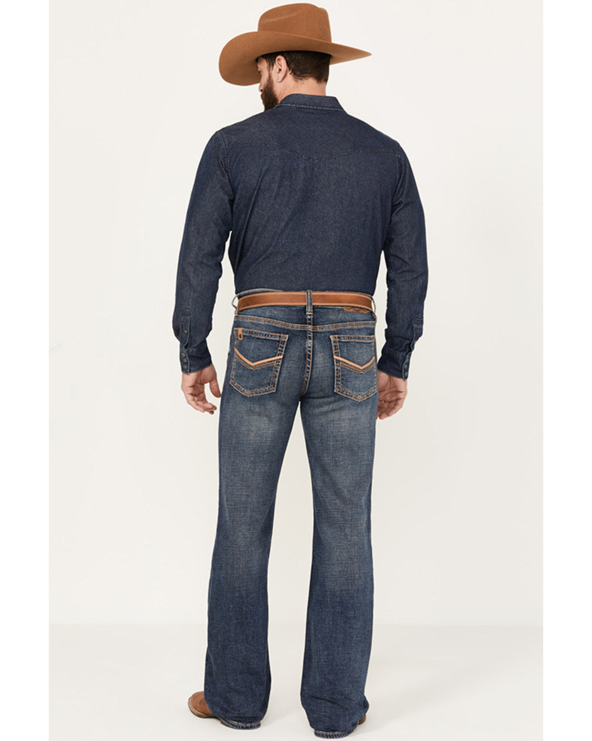 Men's Stonewall Wash Wyatt Slim Bootcut Stretch Denim Jeans Dark Medium Wash