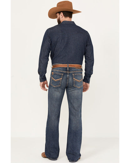 Men's Stonewall Wash Wyatt Slim Bootcut Stretch Denim Jeans Dark Medium Wash