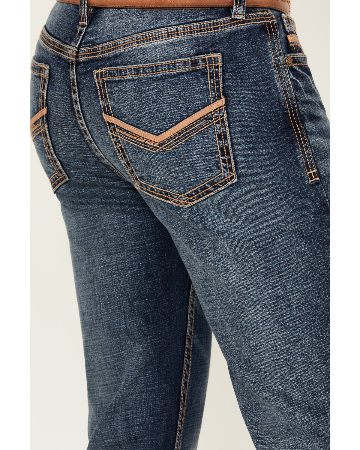 Men's Stonewall Wash Wyatt Slim Bootcut Stretch Denim Jeans Dark Medium Wash