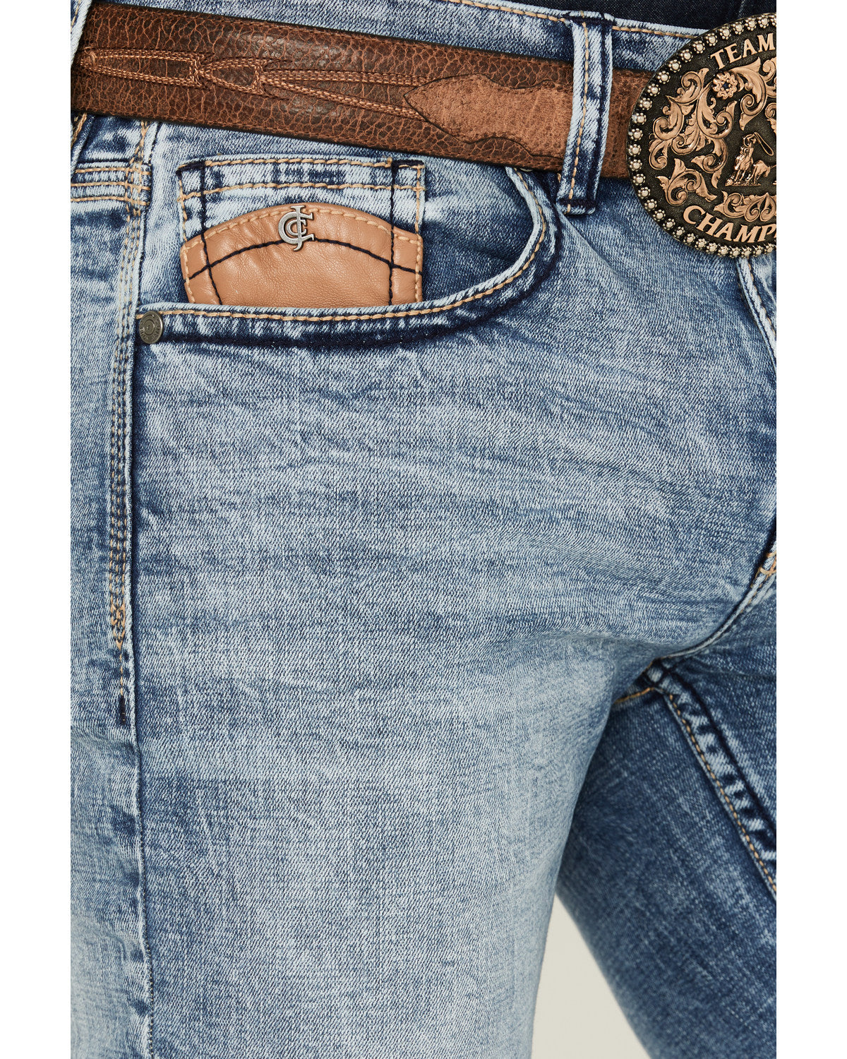 Men's Clover Leaf Wash Jackson Slim Straight Stretch Denim Blue