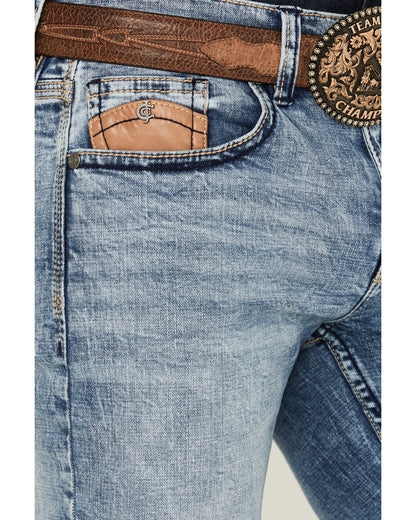 Men's Clover Leaf Wash Jackson Slim Straight Stretch Denim Blue
