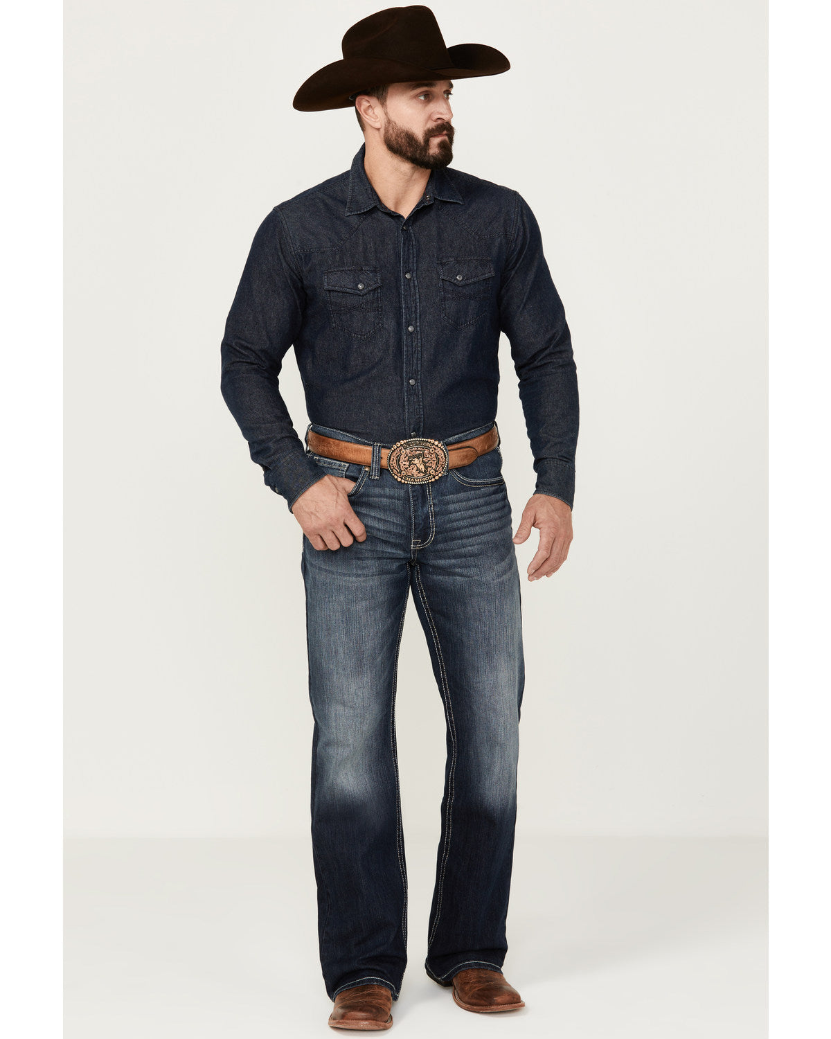 Men's Moonlight Wash Duke Relaxed Bootcut Stretch Denim Jea Dark Wash