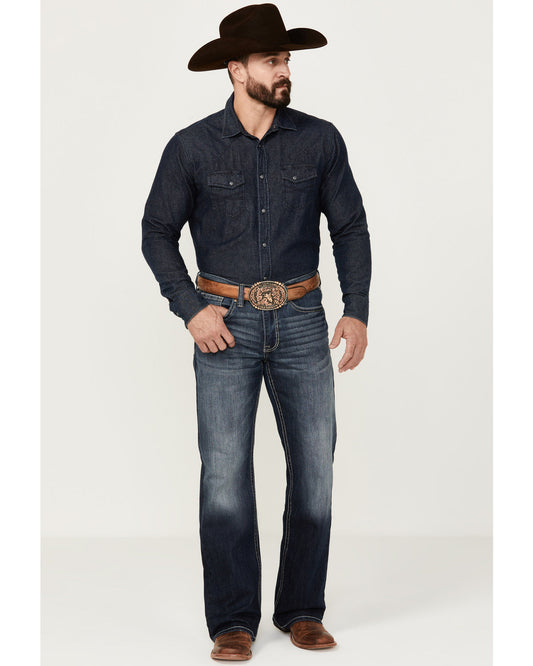 Men's Moonlight Wash Duke Relaxed Bootcut Stretch Denim Jea Dark Wash