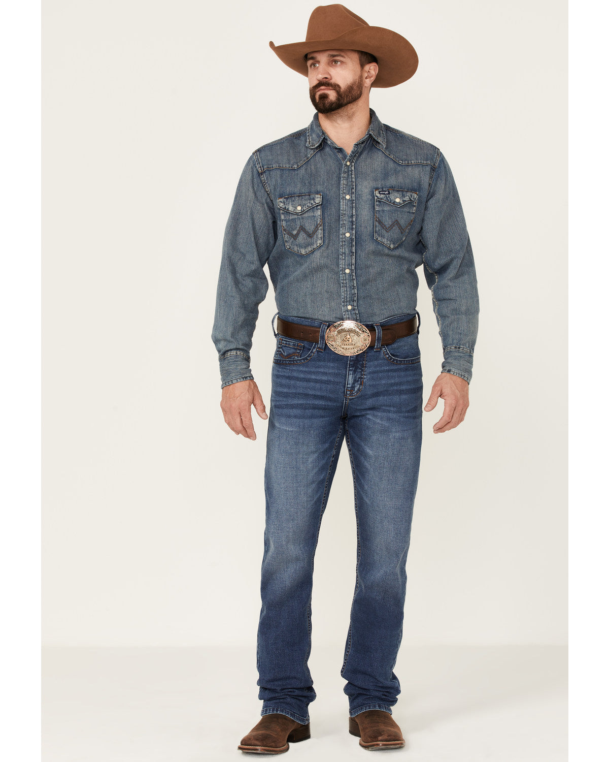 Men's Hazer Wash Jackson Slim Straight Stretch Denim Jeans Blue