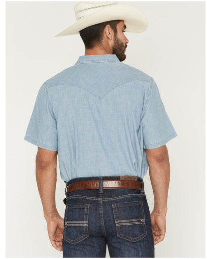 Men's Horizon Chambray Light Wash Short Sleeve Snap Western Light Wash