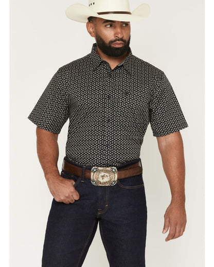 Men's Shiloh Micro Floral Print Short Sleeve Button-Down St Black