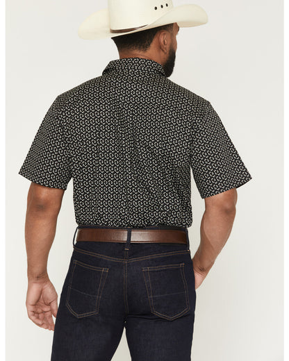 Men's Shiloh Micro Floral Print Short Sleeve Button-Down St Black