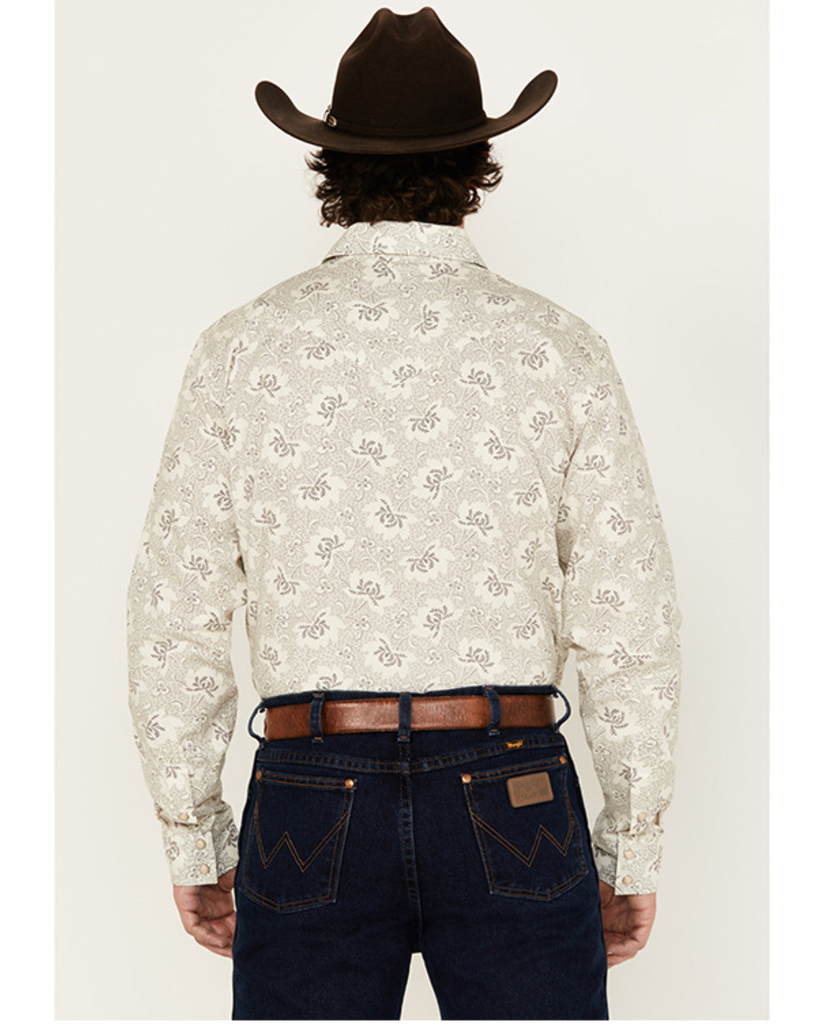 Men's Treven Floral Print Long Sleeve Snap Western Shirt - Cream