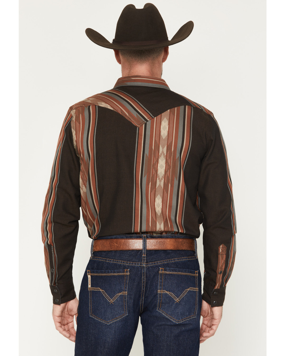 Men's Desert Trail Southwestern Stripe Print Long Sleeve Sn Rust Copper