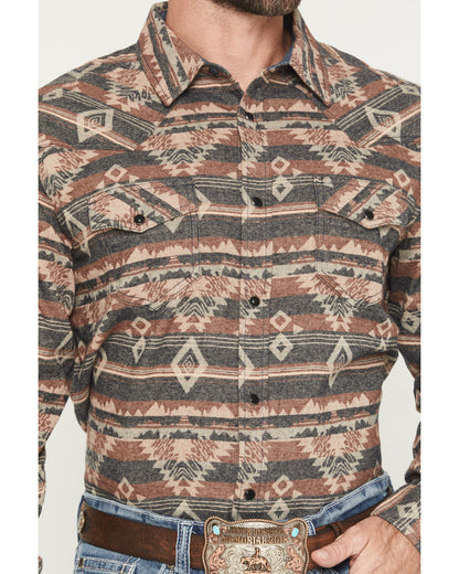 Men's Ironwood Southwestern Long Sleeve Snap Flannel Shirt Brown