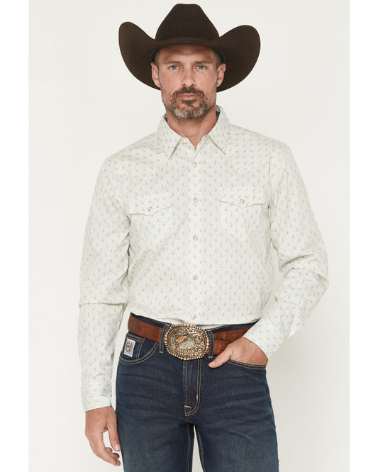 Men's Rocky Range Paisley Print Long Sleeve Snap Western Sh Cream