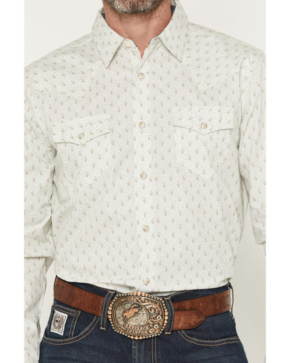 Men's Rocky Range Paisley Print Long Sleeve Snap Western Sh Cream