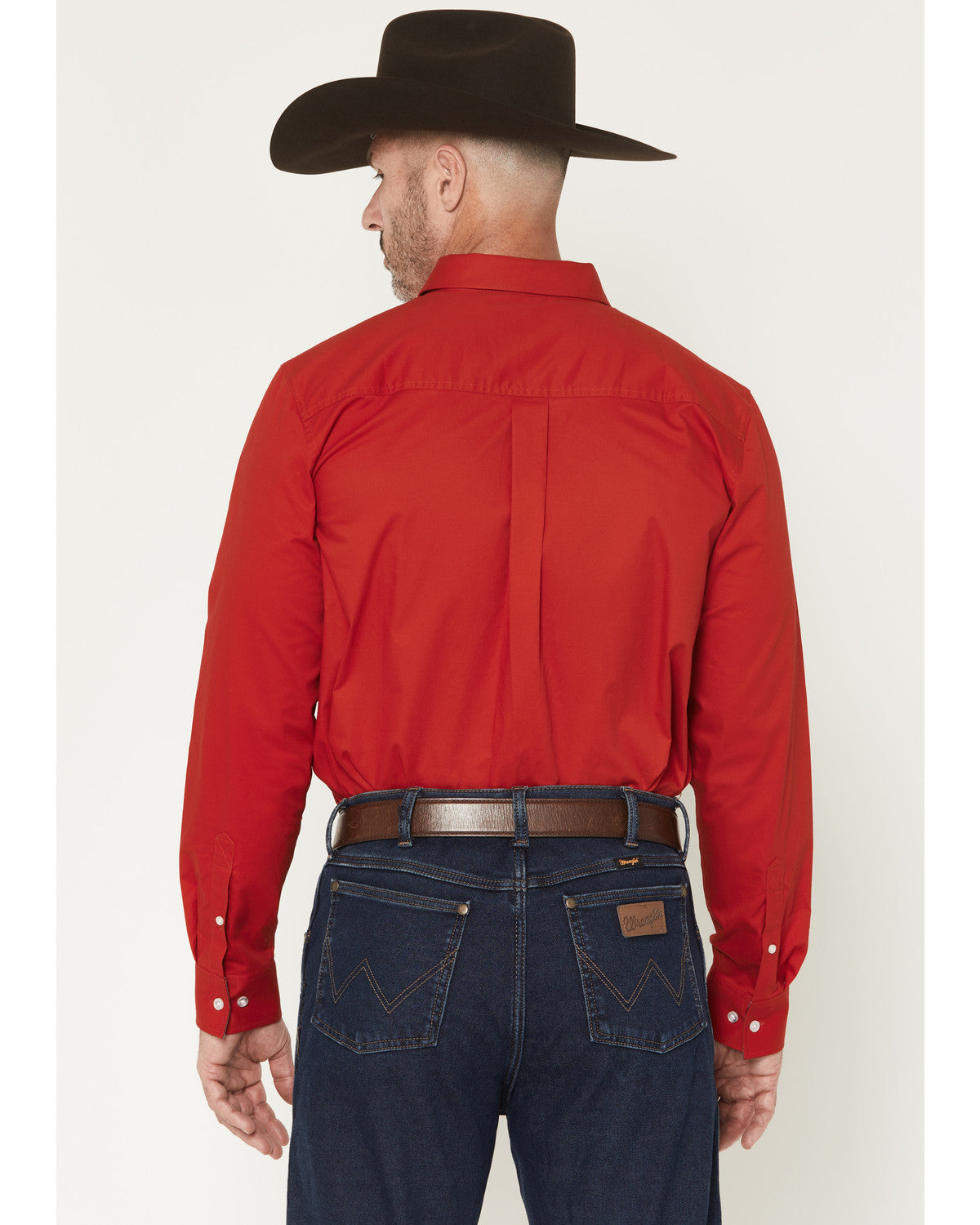 Men's Performance Twill Solid Long Sleeve Button-Down Stret Medium Red