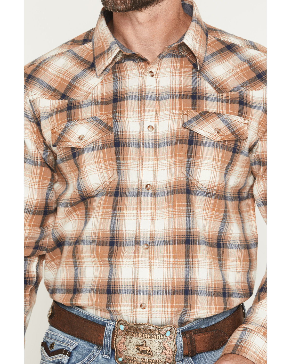 Men's Bravo Plaid Print Long Sleeve Snap Flannel Shirt - Ta Tan