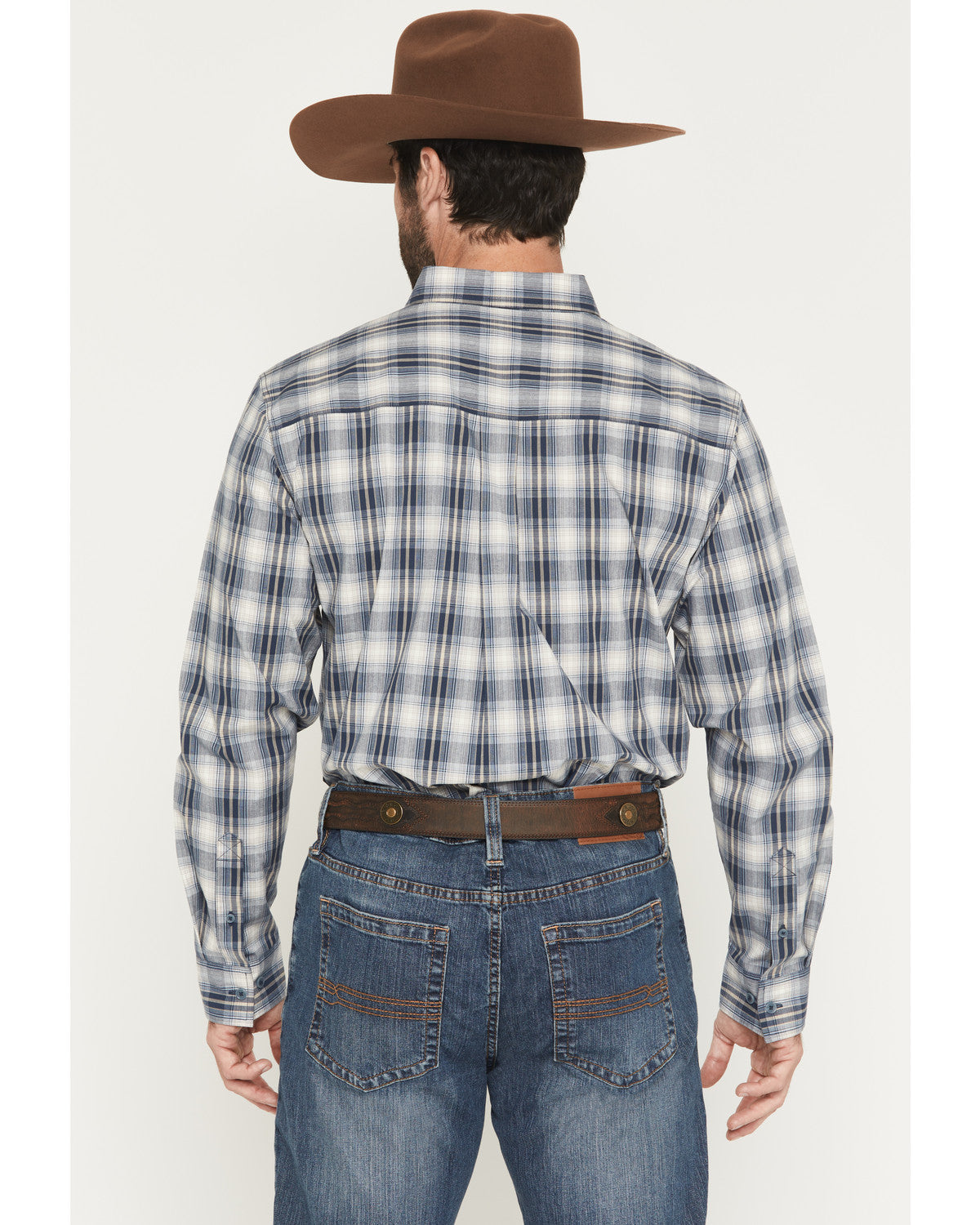 Men's Tennessee Trail Plaid Print Long Sleeve Button-Down S Blue