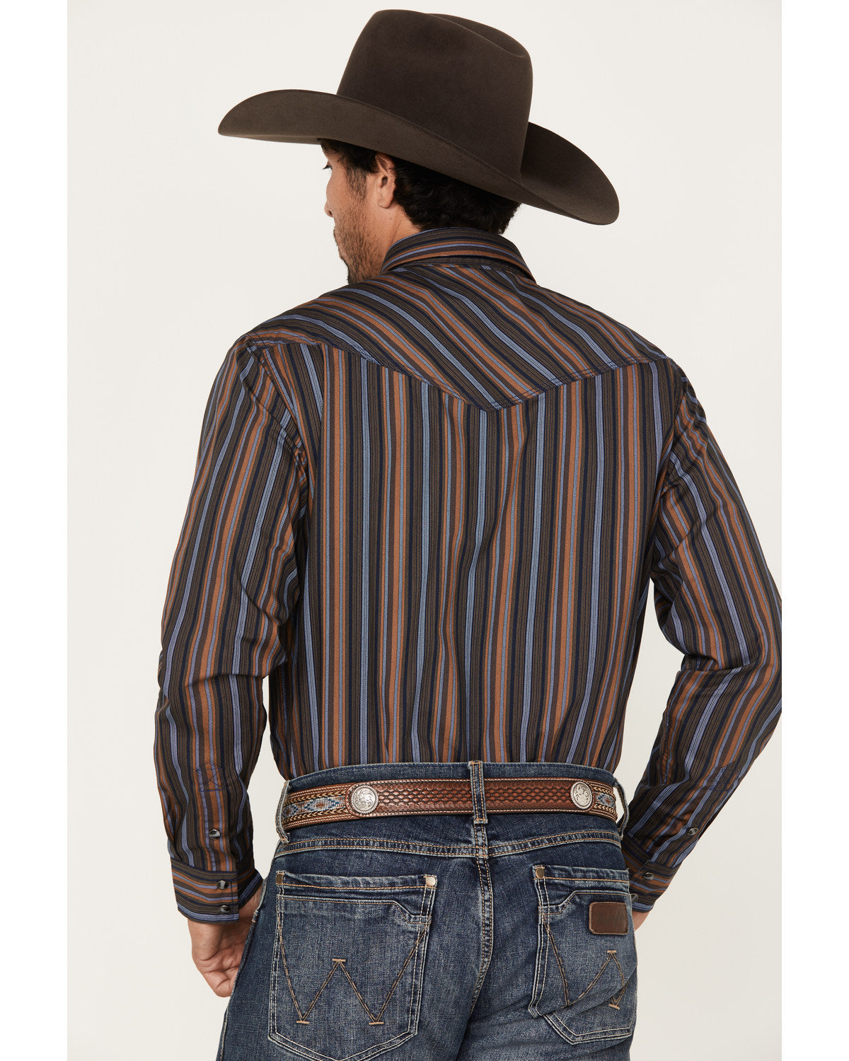 Men's Finals Day Striped Long Sleeve Western Snap Shirt Navy
