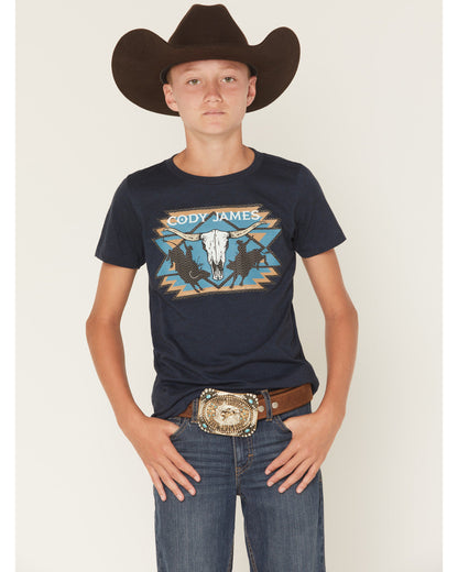 Boys' Skull Rodeo Short Sleeve Graphic T-Shirt Blue