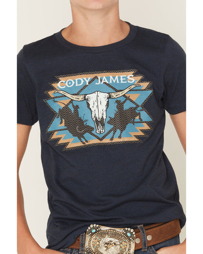 Boys' Skull Rodeo Short Sleeve Graphic T-Shirt Blue