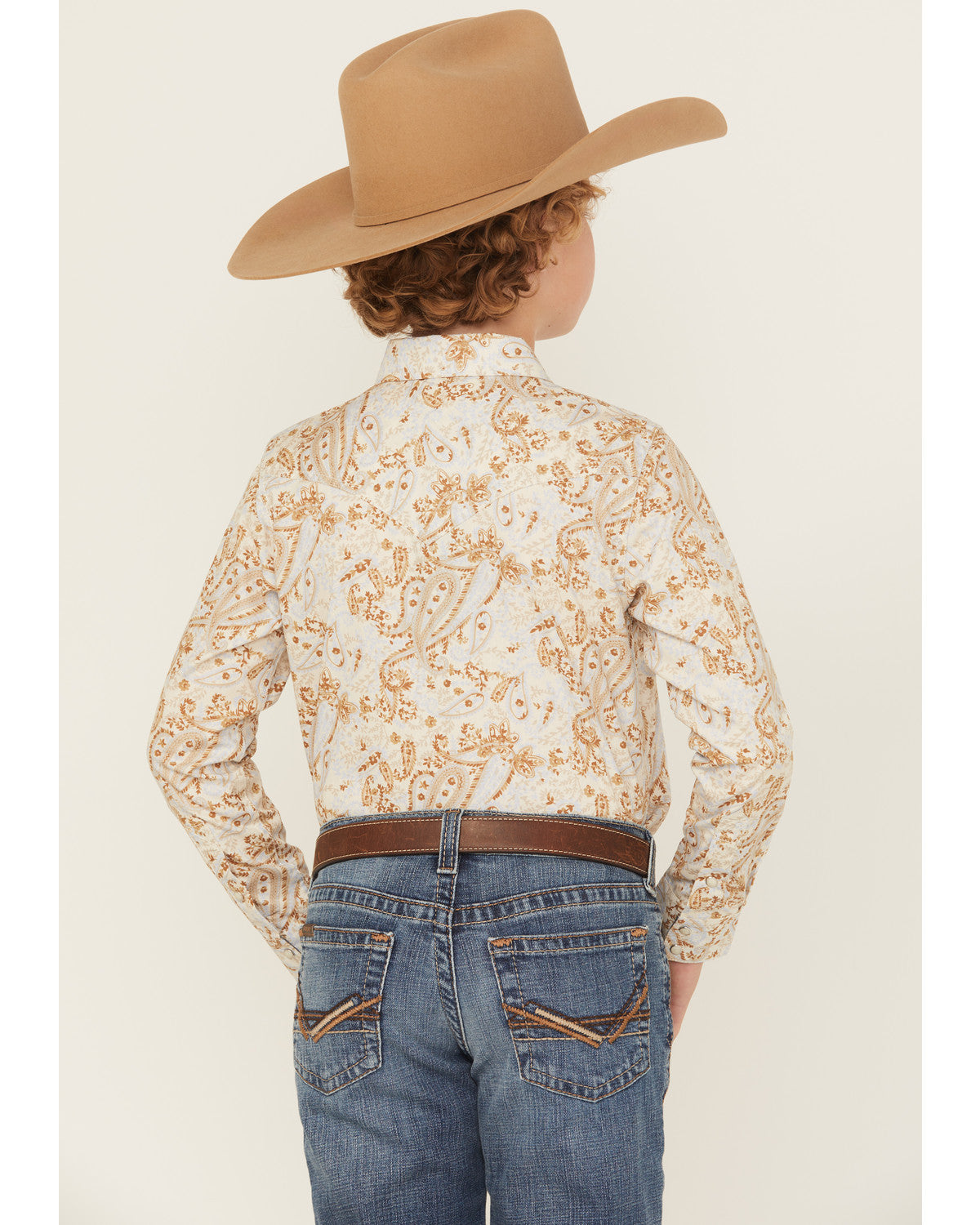 Boys' Porter Floral Long Sleeve Snap Western Shirt Cream